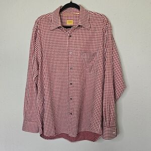 Robert Talbott Carmel Red White Plaid Button Down Long Sleeve Shirt Size L Large